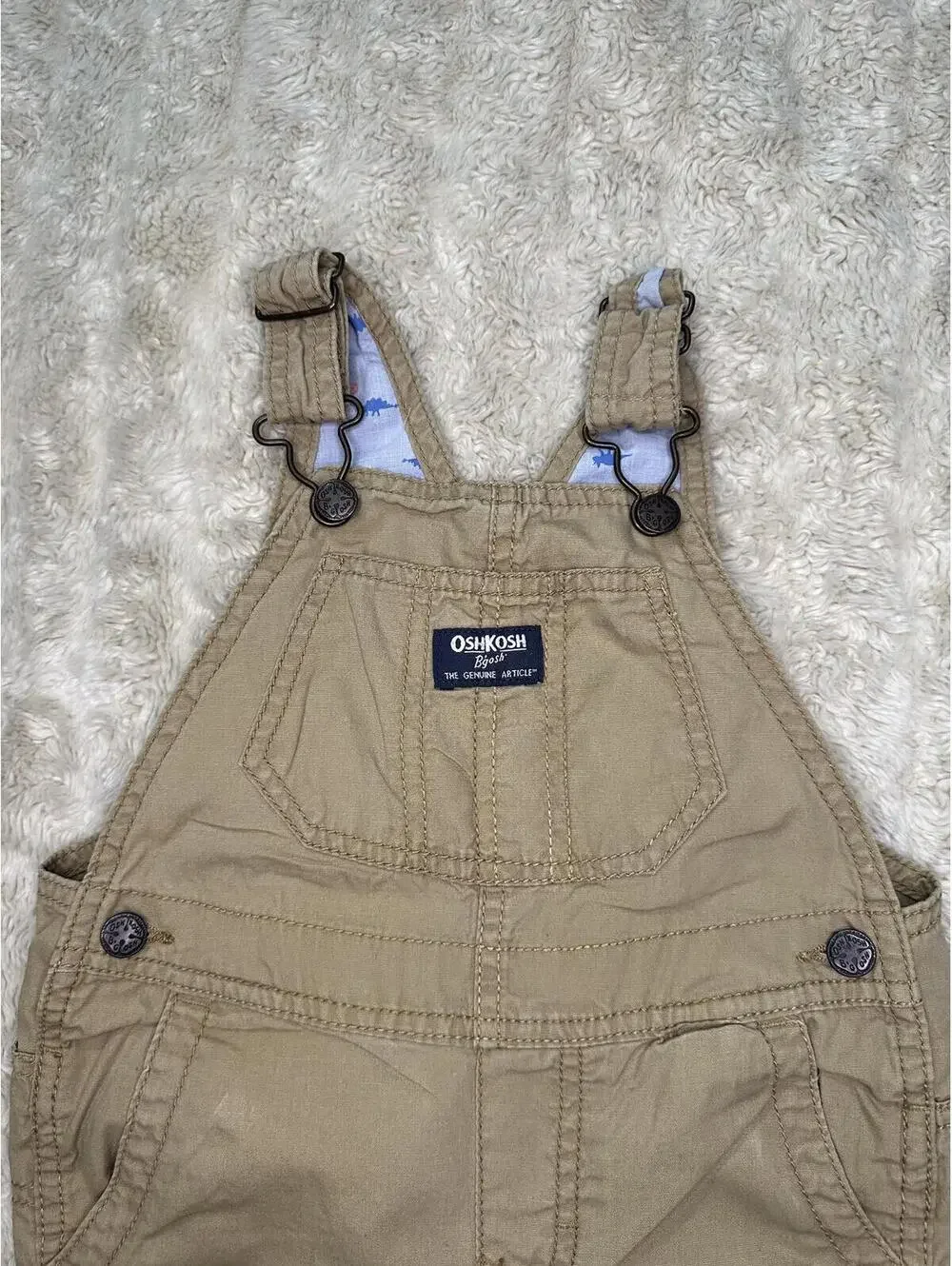 OshKosh B'gosh utility carpenter cotton overalls Size 24M khaki classic unisex